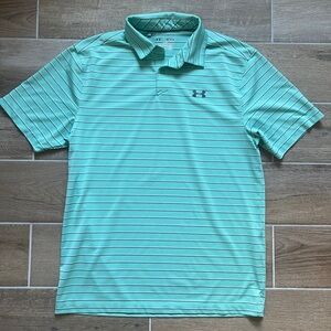 Under Armour Mint Green Striped Golf Shirt Men’s Medium